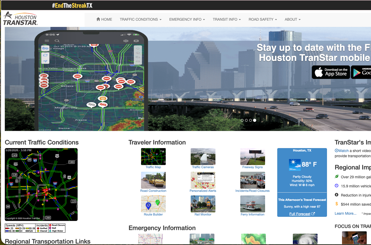 Houston TranStar first incident map